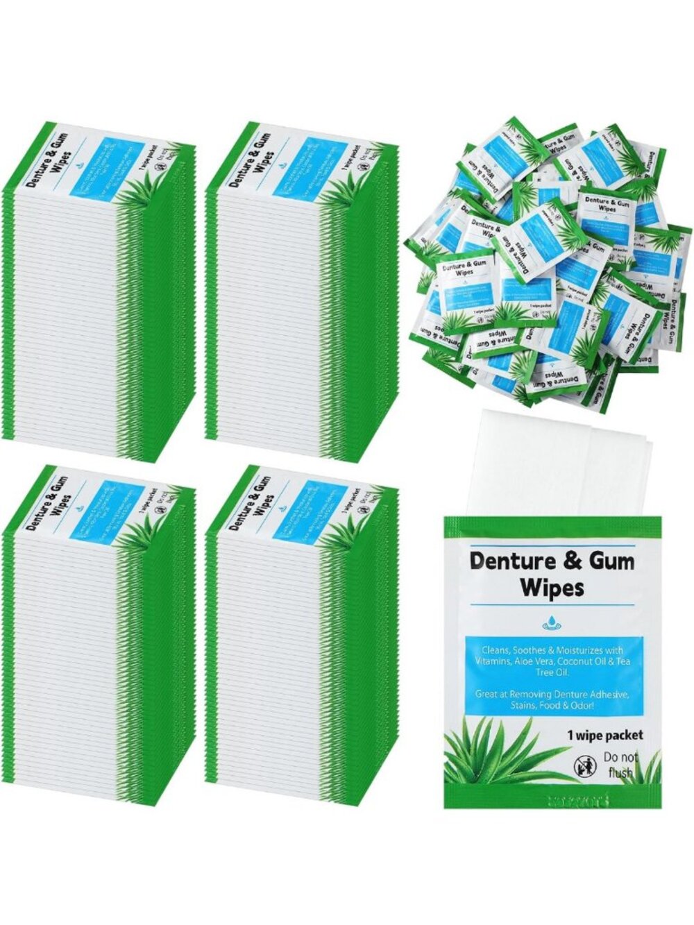 200 Denture Cleaning Wipes & Adhesive Remover - Fresh, Convenient Oral Care